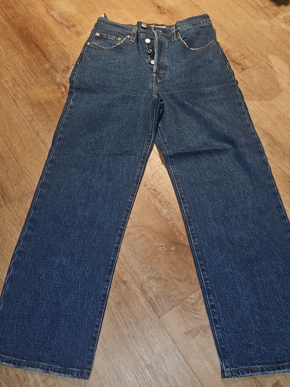 Levi's High-Rise Straight Leg Jeans - Dark Blue Denim